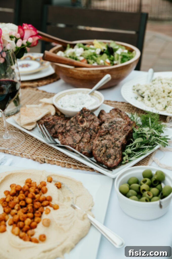 Grilled American Lamb Shoulder Chops, Greek-Style 13 Another view of the Greek Grilled American Lamb Shoulder Chops plated for serving.