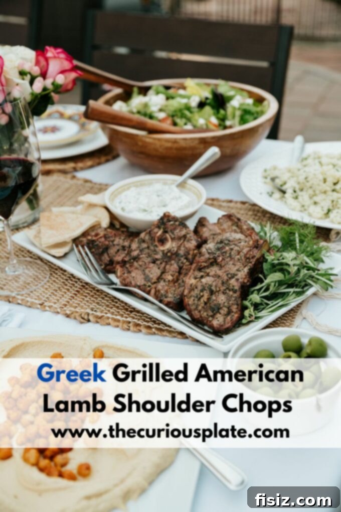 Grilled American Lamb Shoulder Chops, Greek-Style 18 A final close-up of the Greek Grilled American Lamb Shoulder Chops with fresh herbs.