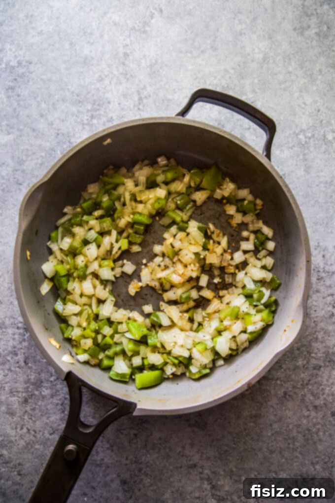 Hearty Tex Mex Morning Bake 5 Ingredients for Tex-Mex Casserole: bell peppers, onions, and garlic