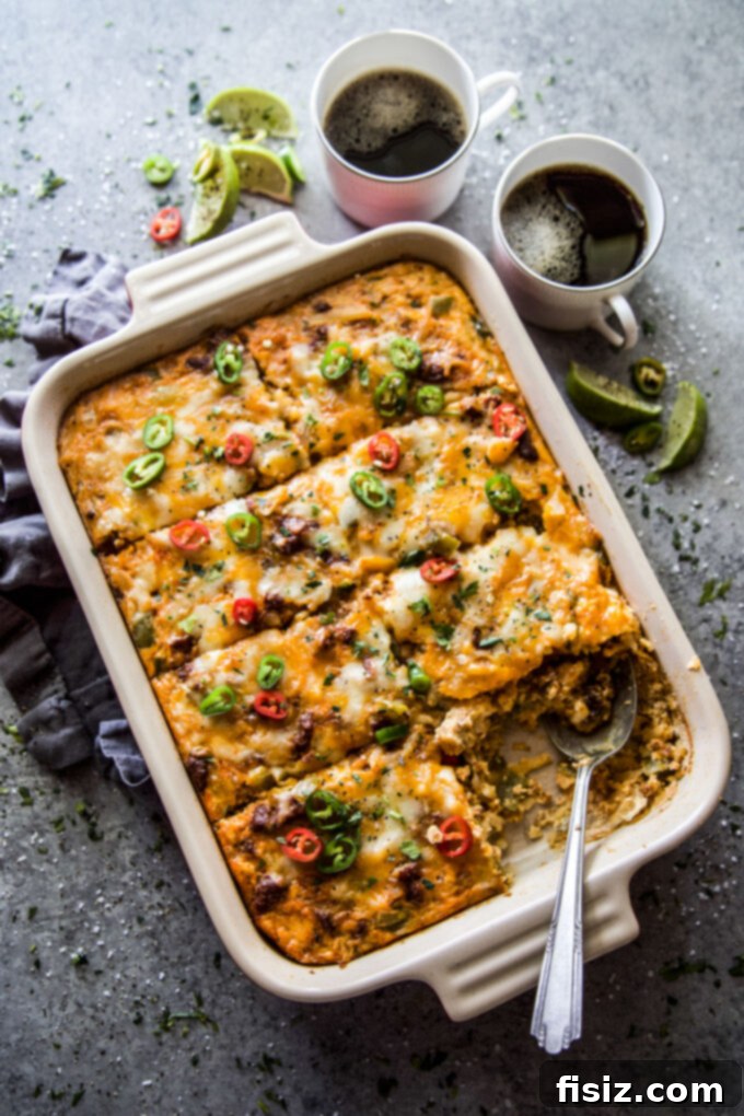 Hearty Tex Mex Morning Bake 8 Cooking chorizo and vegetables for Tex-Mex Egg & Hash Brown Casserole