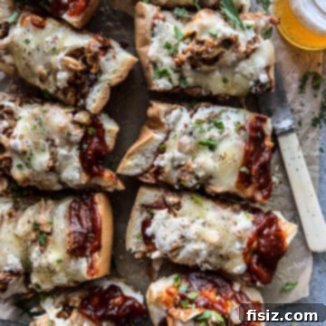 BBQ Chicken Baguette Pizza with Smoked Mozzarella