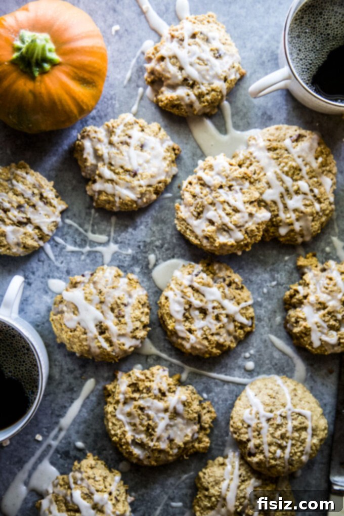 Warm Maple Drizzled Pumpkin Oat Cookies 2 Irresistible Pumpkin Oatmeal Cookies with Maple Glaze - perfect for fall baking