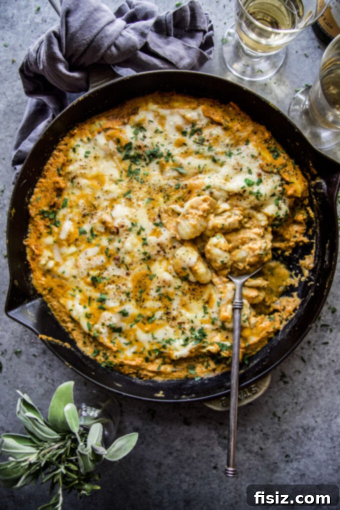 Cozy Pumpkin Gnocchi Skillet Bake 8 Close-up of golden brown One-Skillet Pumpkin Gnocchi Bake