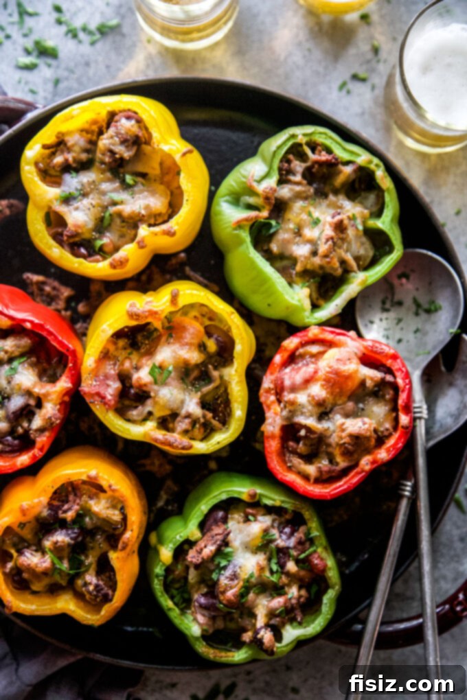 Loaded Cheesy Chili Peppers 2 easy chili cheese stuffed peppers www.thecuriousplate.com.