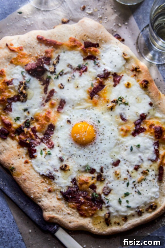 Effortless Burrata Carbonara Pizza 8 Easy Carbonara Pizza with Burrata - ready to serve