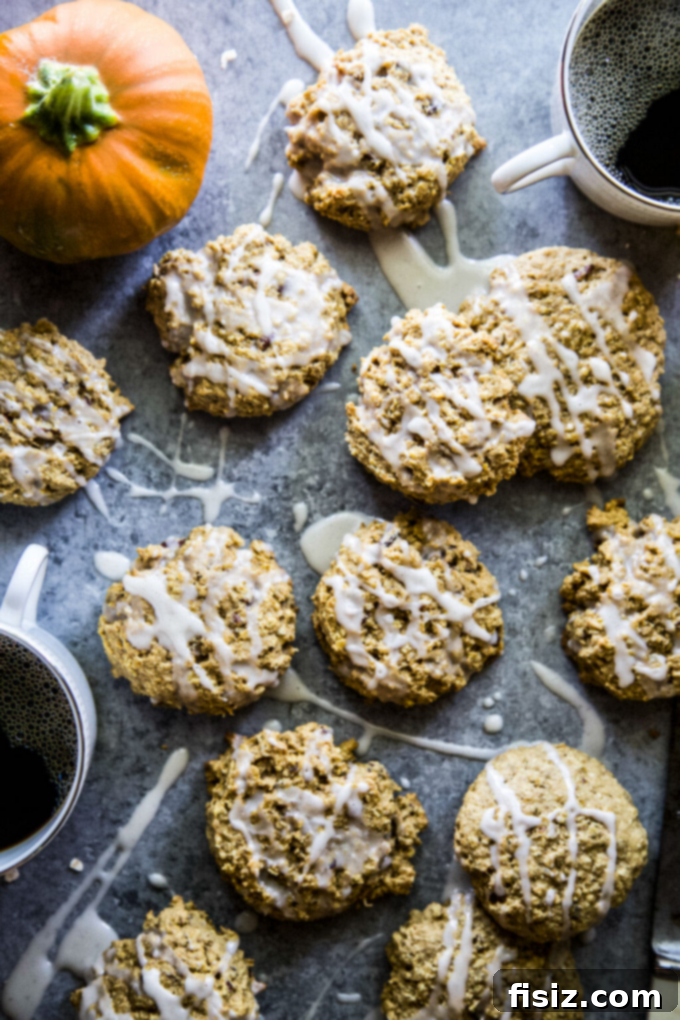 Whip Up These 27 Pumpkin Recipes Today 2 Irresistible oatmeal pumpkin cookies with a delightful maple glaze, perfect for any time of year.