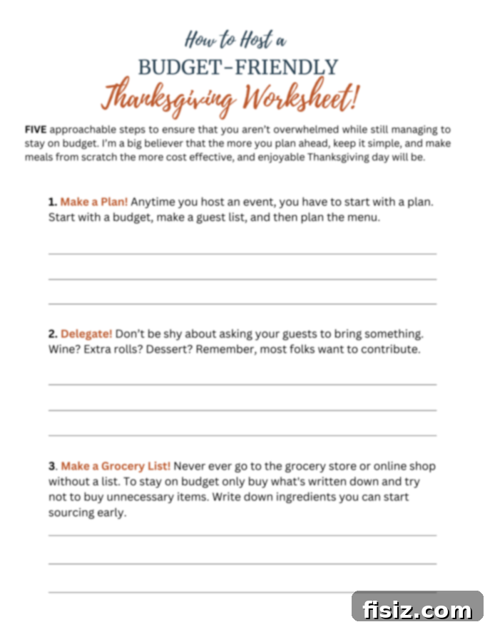 Budget Thanksgiving Made Easy Free Printable Shopping List 9 Budget Friendly Thanksgiving Worksheet www.thecuriousplate.com