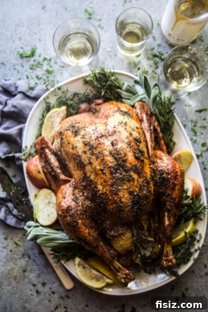 Easy Herb Butter Roasted Turkey 2 Easy Roasted Turkey with Herb Butter, golden brown and crispy