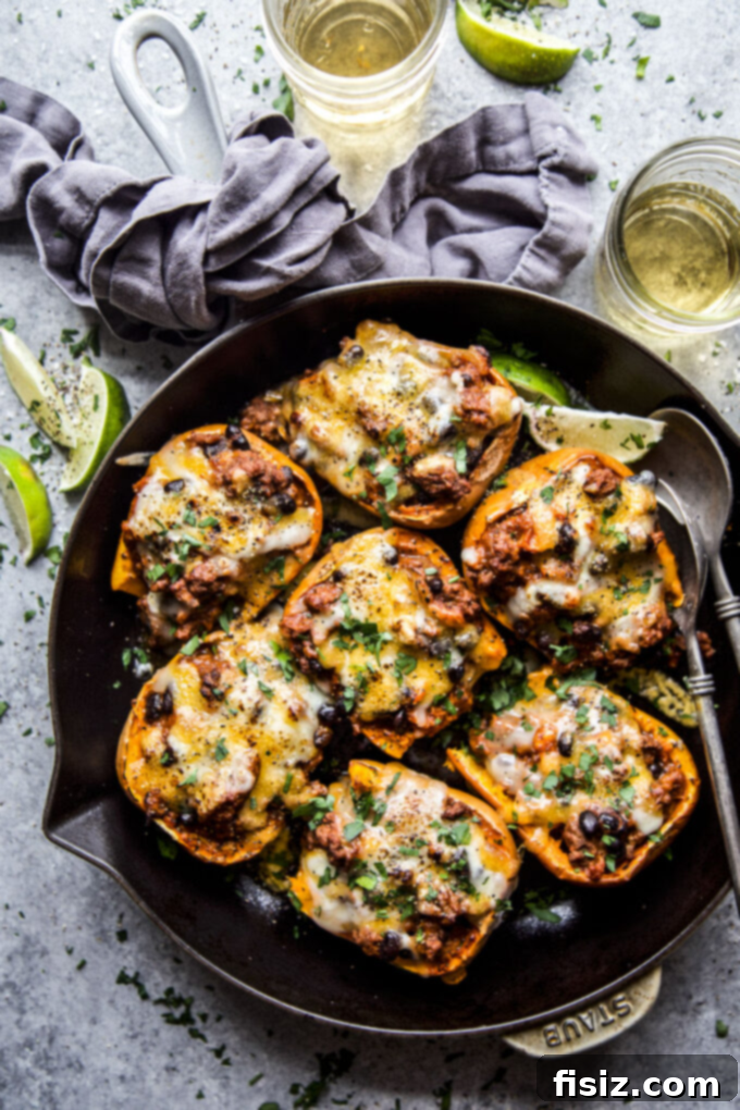 My Exciting November Projects 5 Burrito Honeynut Squash Boats - a creative and healthy meal idea.