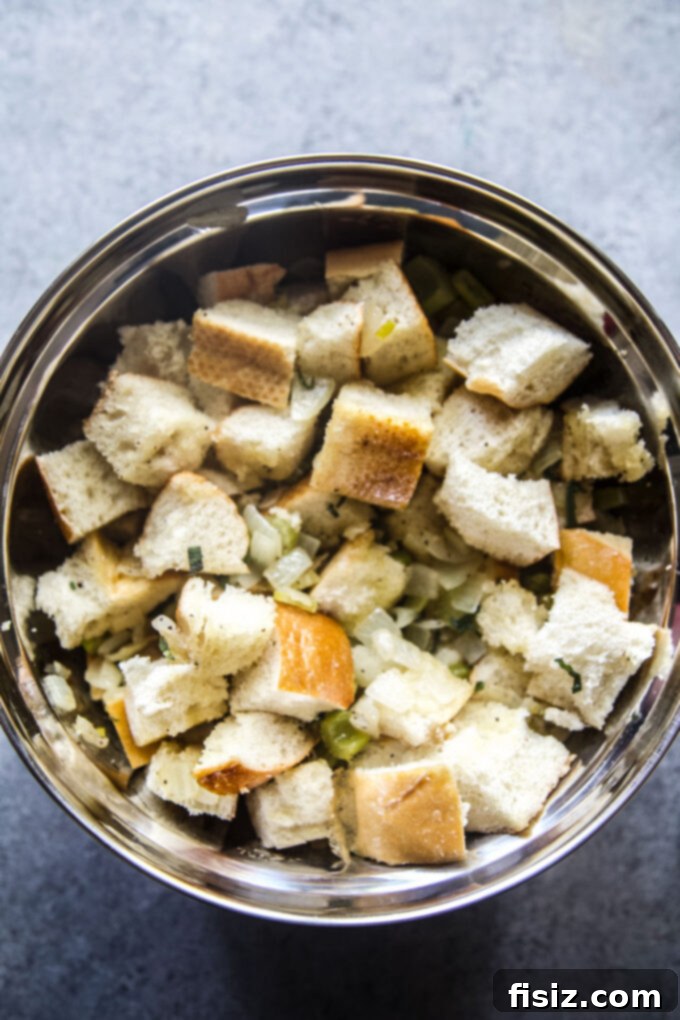Grandma's Secret Stuffing 6 Bread cubes mixed with sauteed vegetables and herbs