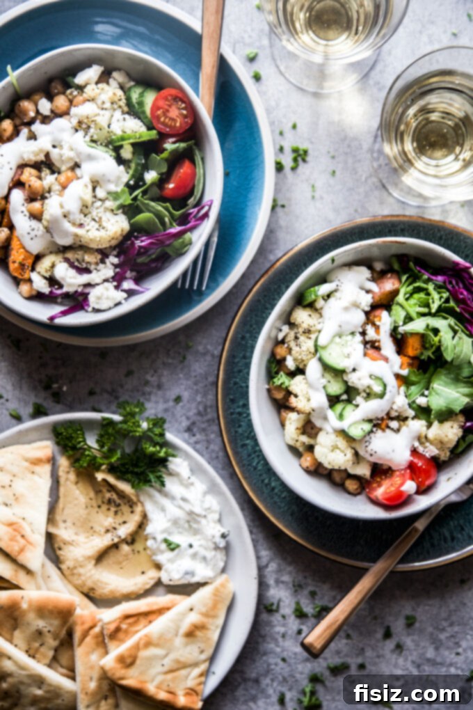 Zaatar Roasted Veggie Bowls with Zesty Lemon Yogurt 2 Flavorful Roasted Veggie Za’atar Bowls with creamy Lemon Yogurt Sauce - a healthy Middle Eastern-inspired vegetarian dish.