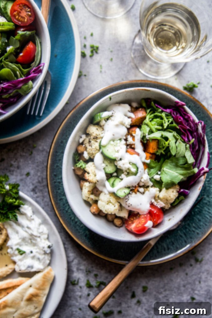 Zaatar Roasted Veggie Bowls with Zesty Lemon Yogurt 7 Beautifully assembled Roasted Veggie Za’atar Bowl, ready to be enjoyed.