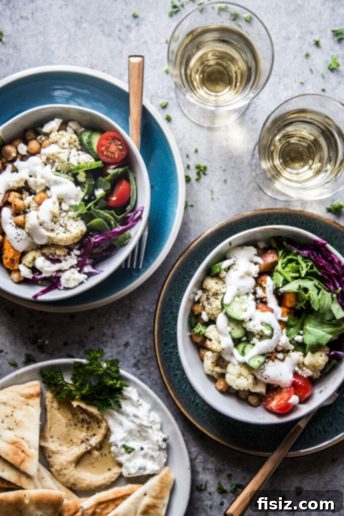 Zaatar Roasted Veggie Bowls with Zesty Lemon Yogurt 9 A top-down view of a beautifully prepared Roasted Veggie Za’atar Bowl, highlighting fresh ingredients and vibrant colors.