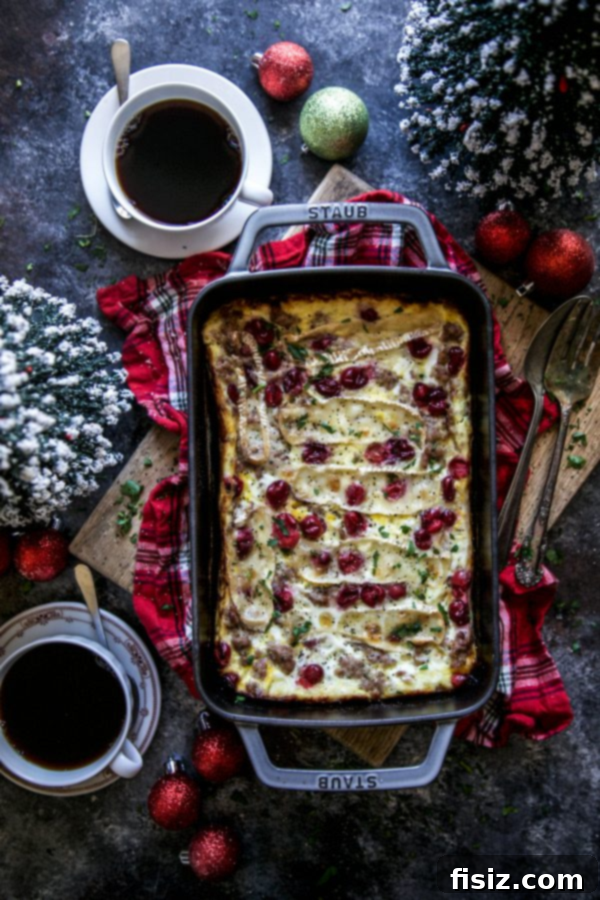 31 Irresistible Christmas Recipes You Need to Make Now 3 Sausage, Cranberry & Brie Egg Casserole for Christmas Brunch