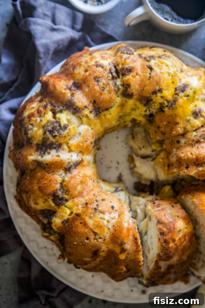 Hearty Morning Savory Monkey Bread 9 Finished Savory Breakfast Monkey Bread cooling in a Bundt pan