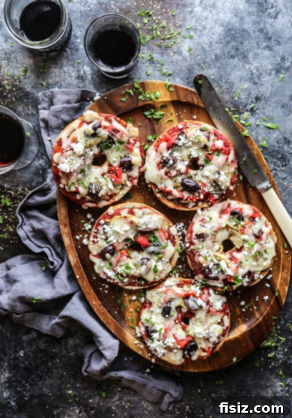 21 Quick and Easy Pizza Recipes 5 Greek Pizza Bagels