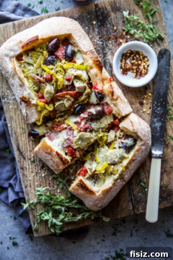 Effortless Eats for a Sparkling New Year 2 Layered-Antipasto-Cheese-Bread