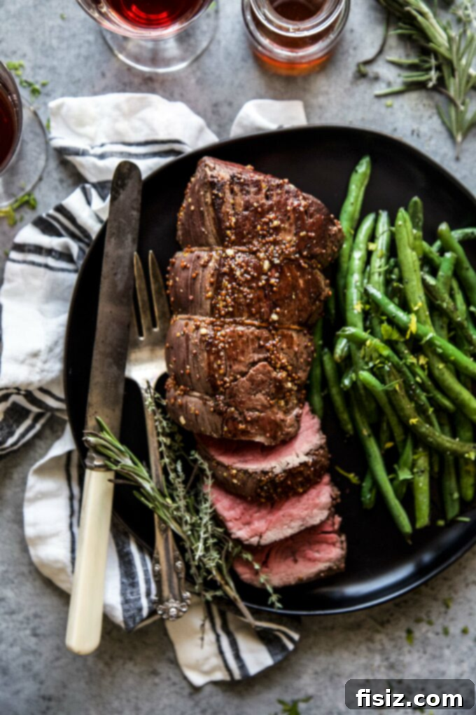 Effortless Eats for a Sparkling New Year 5 Roasted Beef Tenderloin with Maple-Mustard Glaze