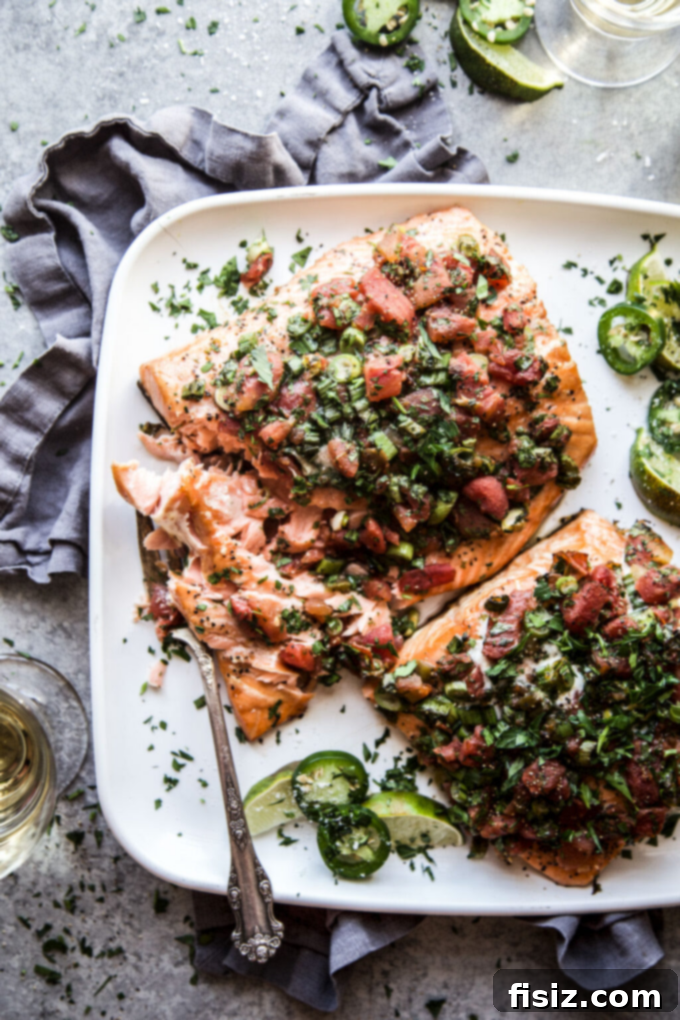 Cilantro Tomato Smoked Salmon - a healthy and delicious seafood dinner for January