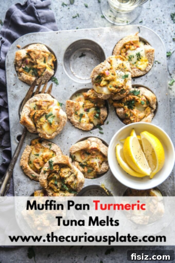 Turmeric Tuna Melts in Muffin Tins 12 Stacked Muffin Pan Turmeric Tuna Melts on a wooden board