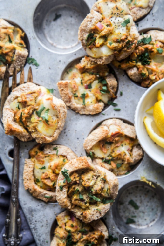 Turmeric Tuna Melts in Muffin Tins 8 Muffin Pan Turmeric Tuna Melts with fresh herbs