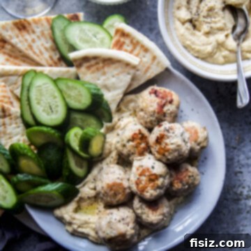 Zesty Lemon Garlic Chicken Meatballs with Creamy Hummus 11 Garlic Lemon Chicken Meatballs with Homemade Hummus