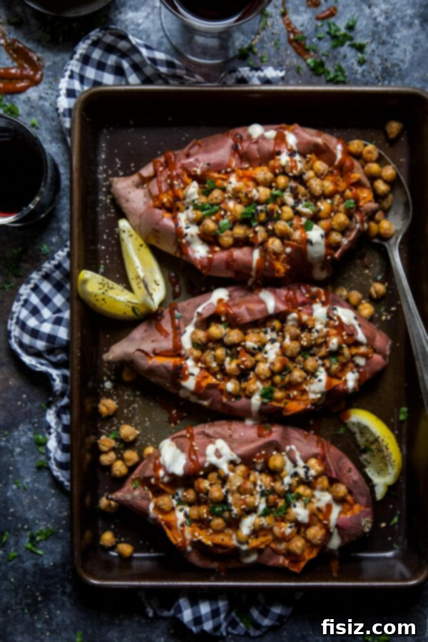 45 Delicious Recipes to Make This February 7 Toasted Sesame Chickpea Stuffed Sweet Potatoes with Ginger Tahini, a healthy and flavorful meal
