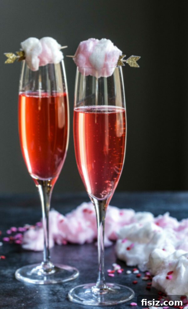 Homemade Valentine's Day Recipes: Over 36 Easy Ideas 3 Sparkling Pink Limeade with Champagne Cotton Candy - Festive Valentine's Day Drink