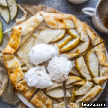 Rustic Cardamom Pear Galette 10 Cardamom Pear Galette served with a scoop of vanilla ice cream