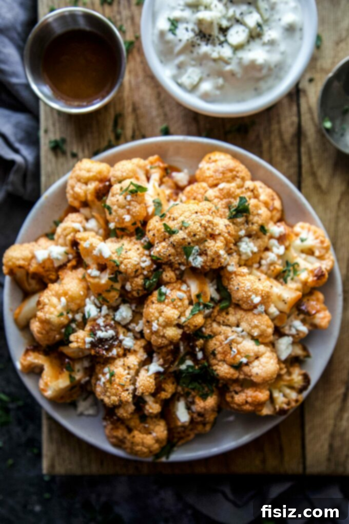 Score Big: 35+ Ultimate Game Day Eats 5 Crispy Buffalo Cauliflower Bites with Smoked Blue Cheese, a fantastic vegetarian game day side dish