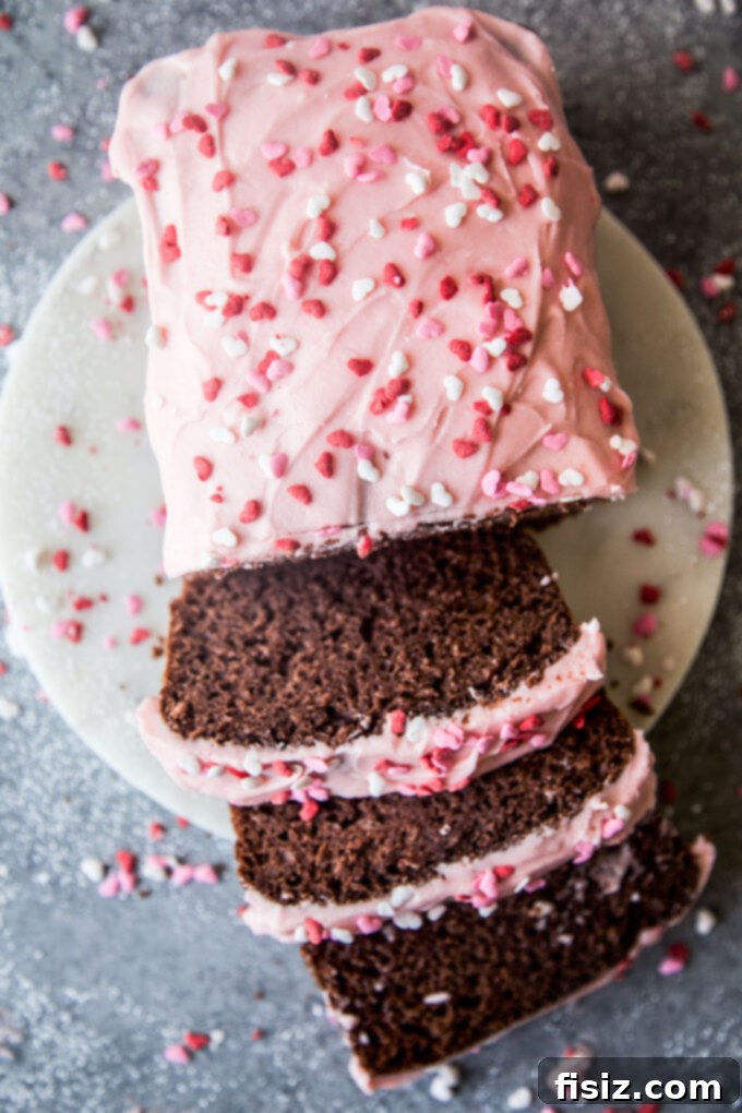 Another appealing shot of the chocolate loaf cake, highlighting its inviting texture, from www.thecuriousplate.com