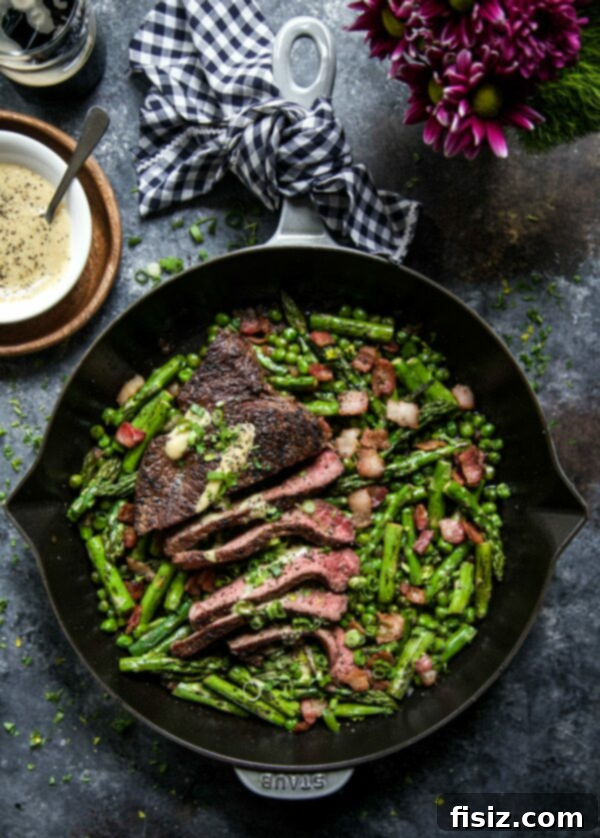 41 Must-Try Recipes for March 2 cast iron steak with spring vegetables, a perfect March dinner