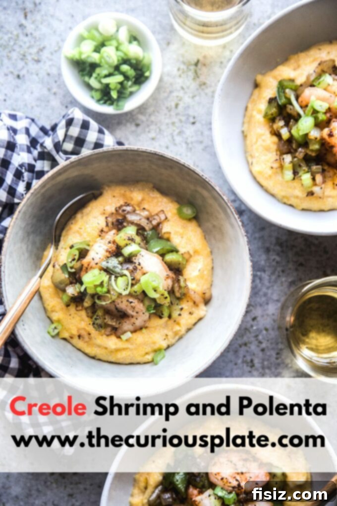 Bayou Spiced Shrimp with Creamy Polenta 10 Final plated Creole Shrimp and Polenta, ready to eat.