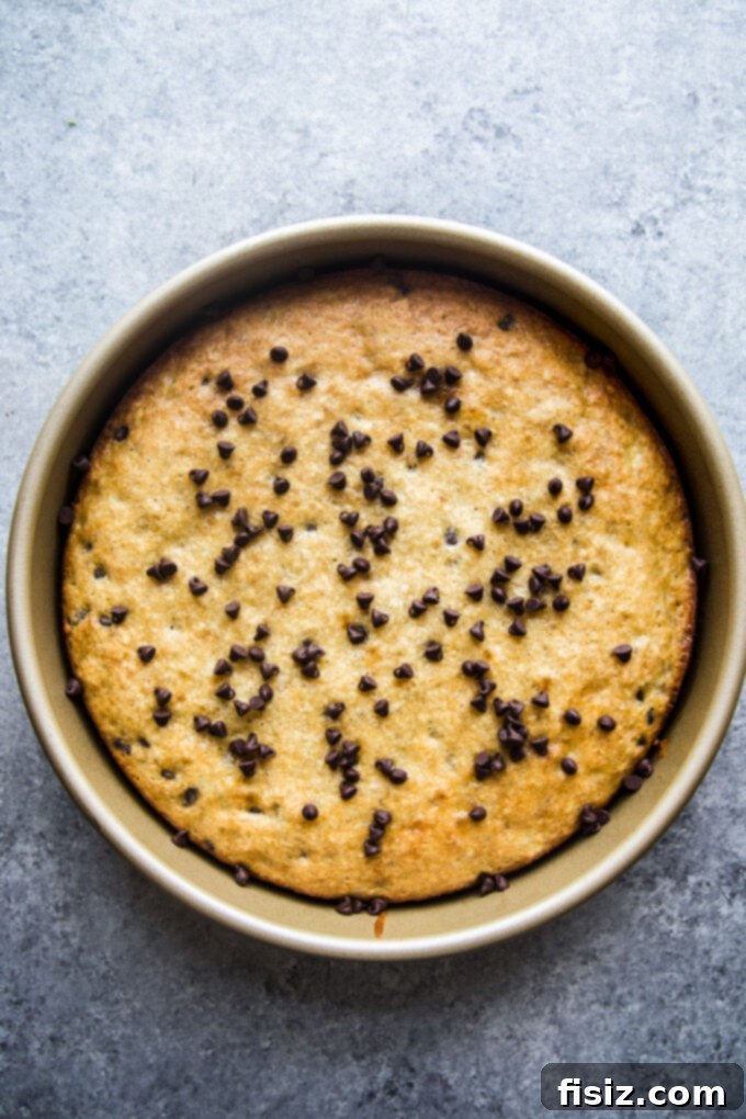 Quick Chocolate Chip Banana Cake 7 Freshly baked chocolate chip banana cake, golden brown and delicious