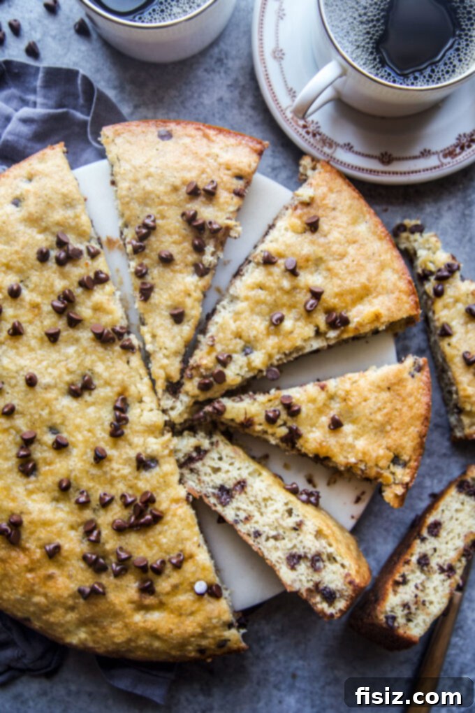 Quick Chocolate Chip Banana Cake 8 A beautifully presented slice of chocolate chip banana cake