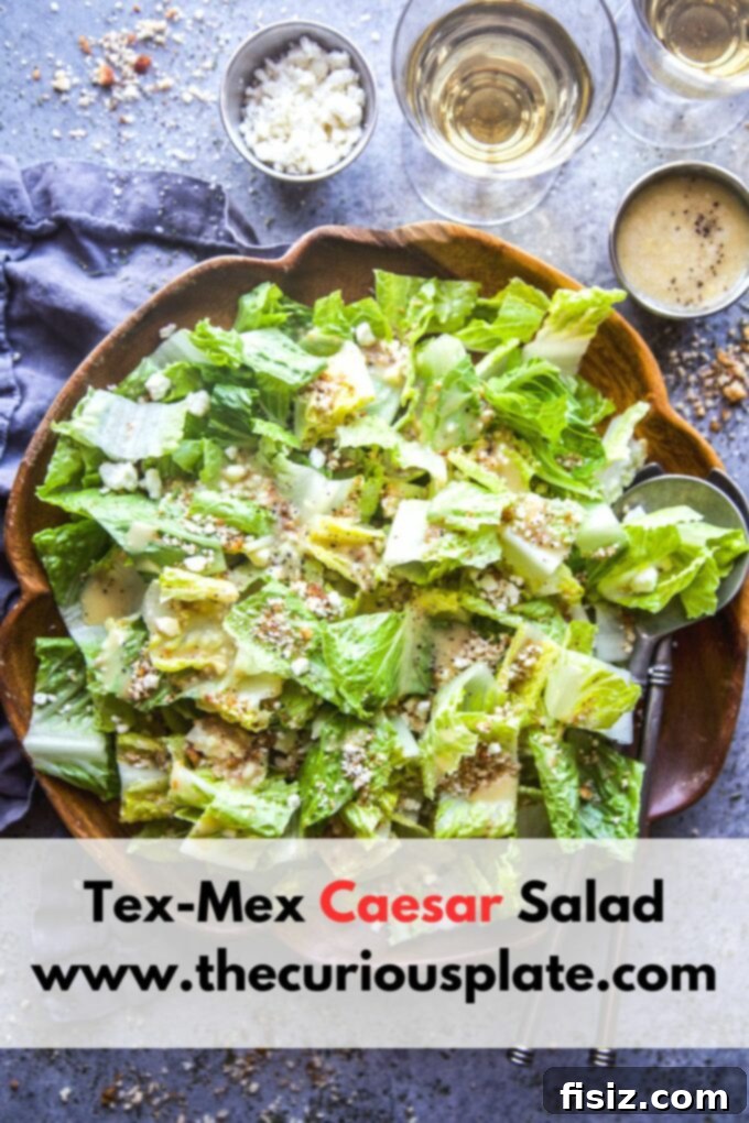 Fiesta Caesar Salad 10 Close-up of the delicious Tex-Mex Caesar Salad, ready to be served