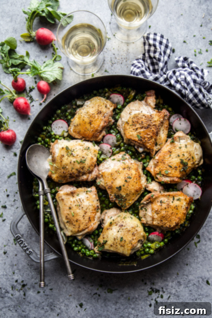56 Must-Try Recipes for May 7 Succulent Roasted Chicken Thighs with fresh Peas and Mint, a wholesome spring dinner
