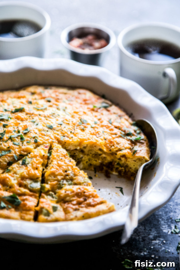 56 Must-Try Recipes for May 8 Hearty Tex-Mex Crustless Quiche, a savory and easy option for Mother's Day Brunch