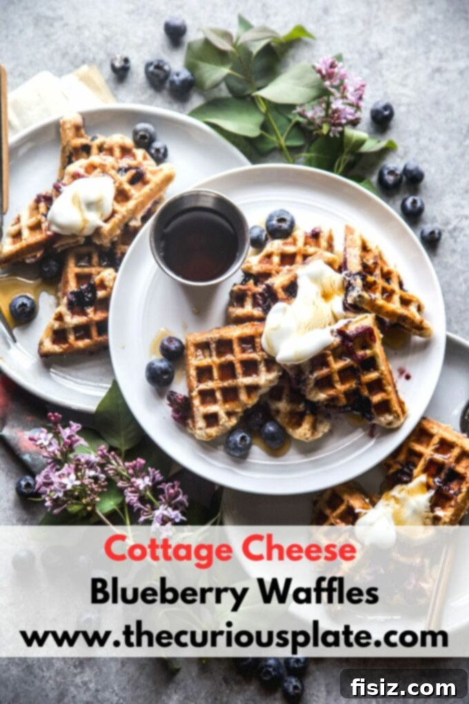 Protein-Packed Blueberry Cottage Waffles 12 Close-up of a delicious cottage cheese protein waffle with toppings