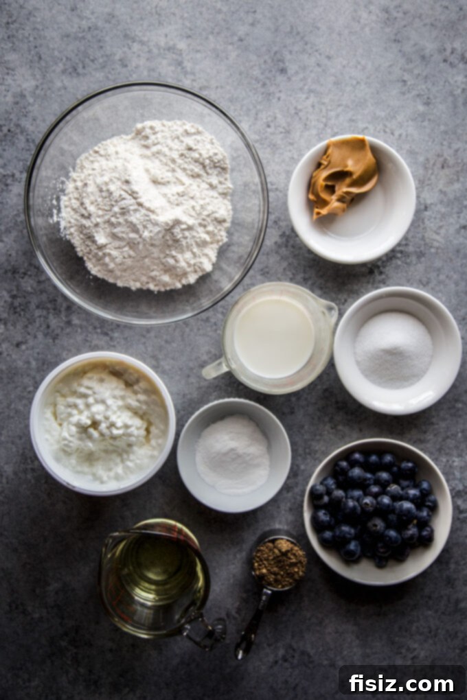 Protein-Packed Blueberry Cottage Waffles 6 Array of fresh ingredients for making waffles