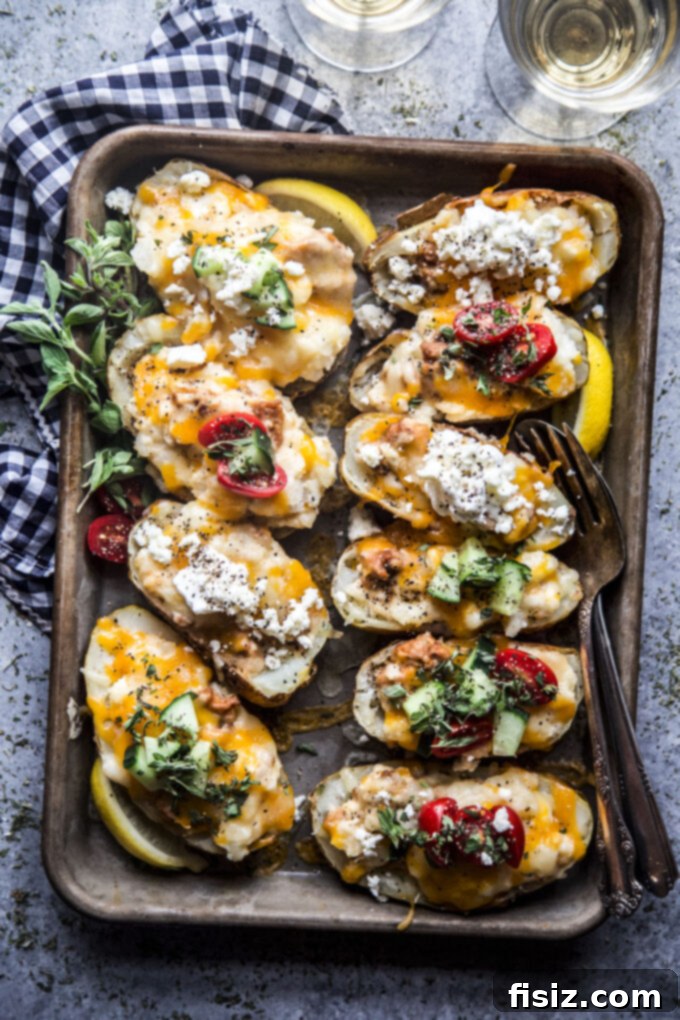 Twice-Baked Chicken Shawarma Potatoes 3 Delicious Twice-Baked Chicken Shawarma Stuffed Potatoes ready to serve