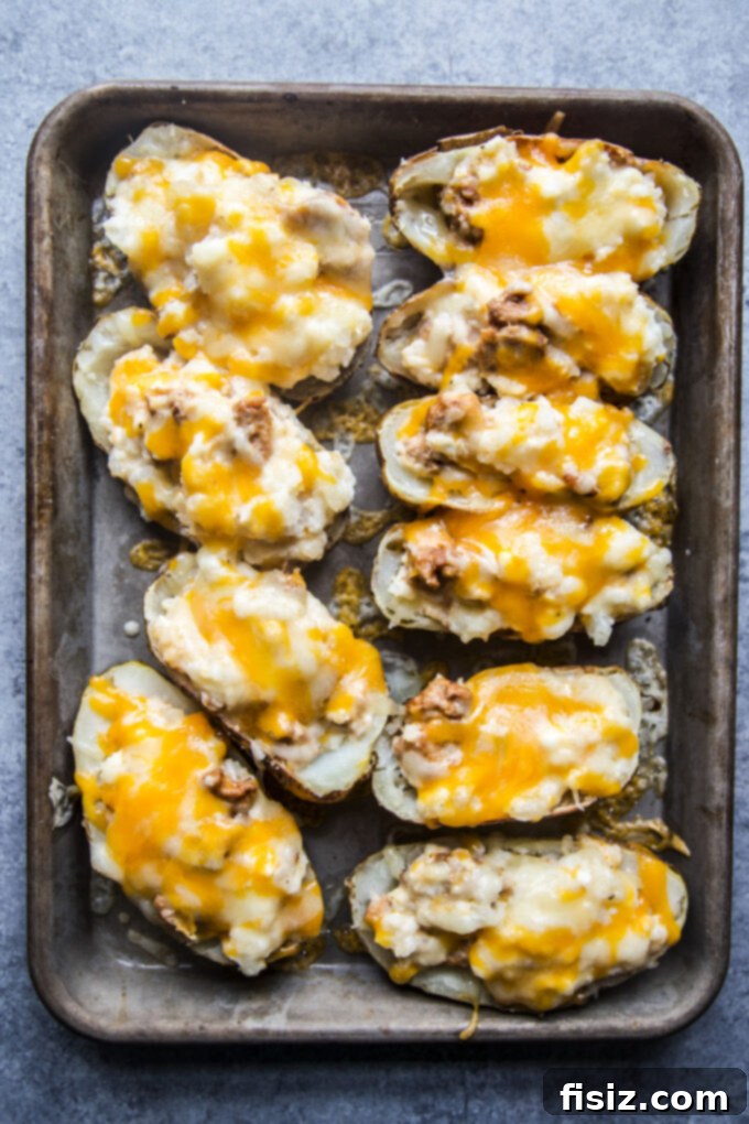 Twice-Baked Chicken Shawarma Potatoes 9 Golden brown cooked potato skins after the second bake