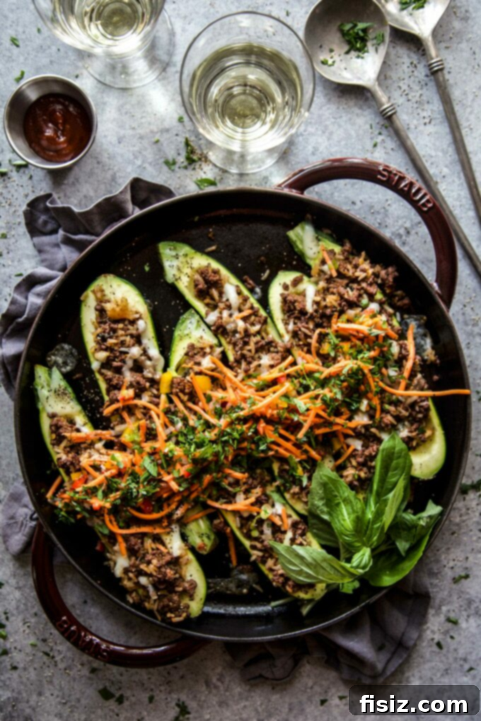 56 Sizzling July Recipes for a Delicious Summer 2 Thai Basil Stuffed Beef Zucchini - A delicious and savory summer meal
