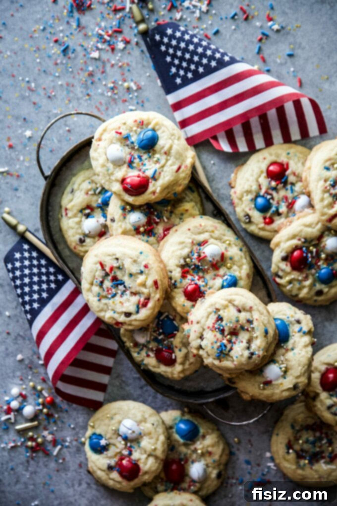56 Sizzling July Recipes for a Delicious Summer 8 Firework Chocolate Chip Cookies - A festive treat for Fourth of July