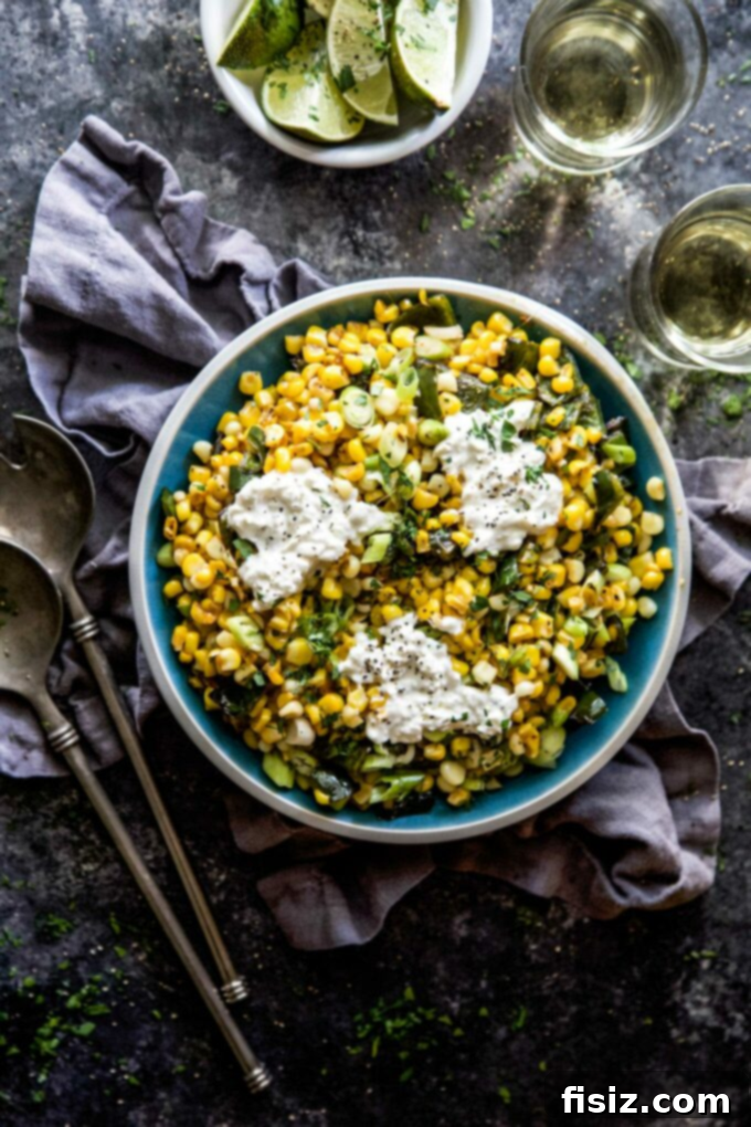 46 Must-Try August Recipes 4 Fresh Grilled Corn, Burrata, and Poblano Salad, a perfect blend of summer flavors.