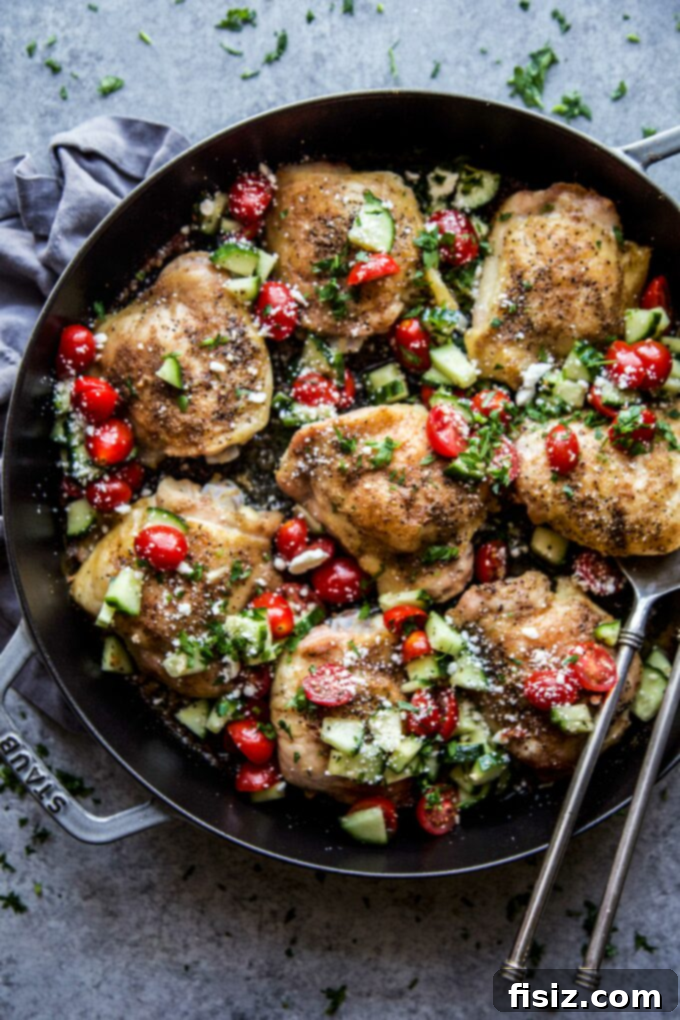 Effortless Evenings: Quick Back-to-School Dinners for Busy Families 4 Mediterranean Chicken Thighs with Lemon-Cucumber Relish - a flavorful and easy chicken recipe for back-to-school dinners.