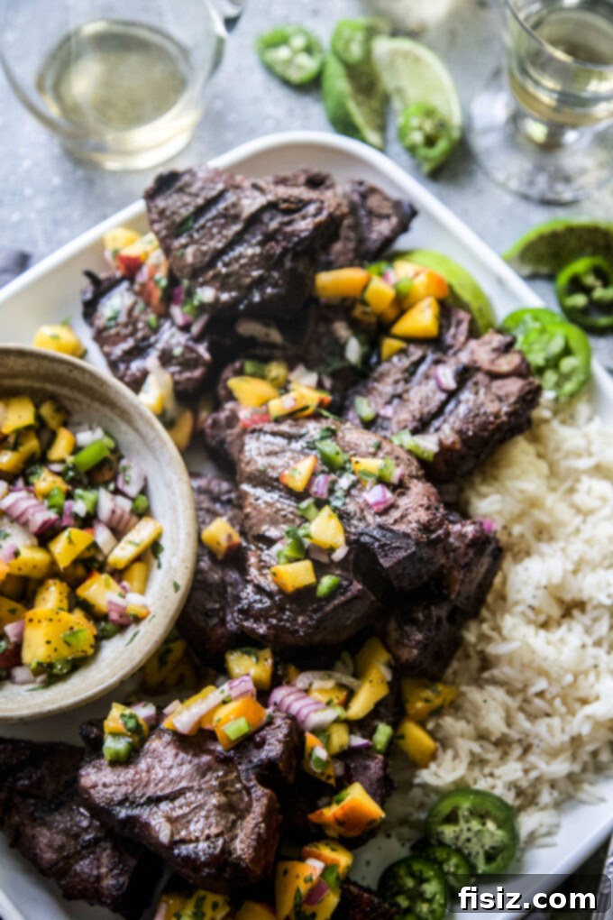 Spicy Jerk Lamb Loin Chops, Sweet Peach Salsa 10 Grilled Jerk American Lamb Loin Chops with Peach Salsa, ready to serve