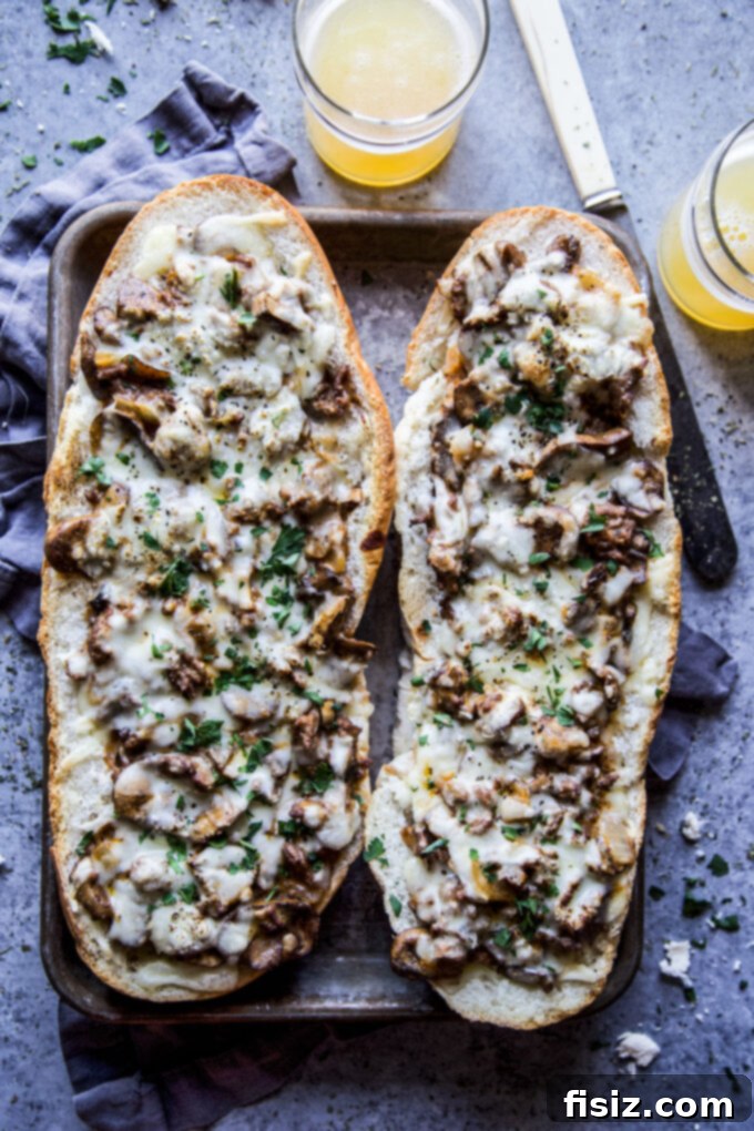 Close-up of Beef Stroganoff French Bread Toasts