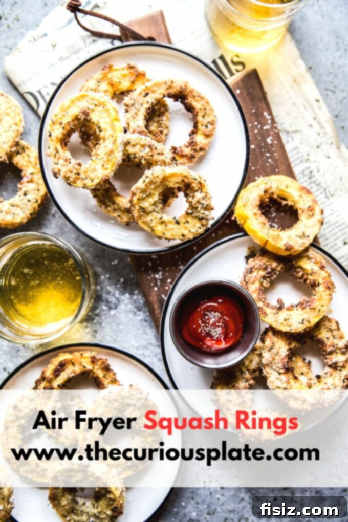 Crispy Air Fryer Squash Rings 12 Air Fryer Squash Rings with fresh herbs for garnish