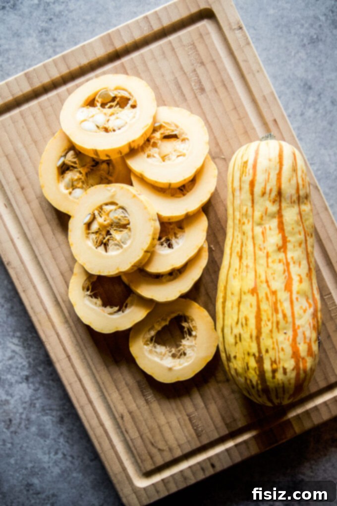 Crispy Air Fryer Squash Rings 4 Slices of delicata squash, ready for preparation
